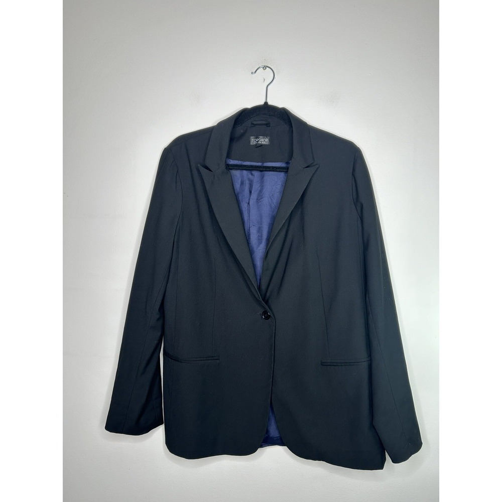 Topshop Button Down Solid Black Casual Office Lon… - image 2